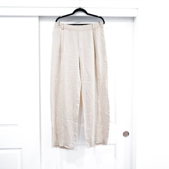 Vince Size Large 100% Hemp Wide Leg Oatmeal Tan Pants